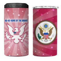 USA Christmas 4 in 1 Can Cooler Tumbler with Bald Eagle Seal Pink Starburst Pattern and Festive Holiday Icons - Wonder Print Shop