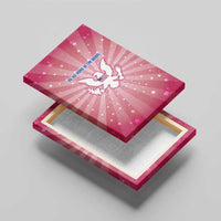 USA Christmas Canvas Wall Art with Bald Eagle Seal Pink Starburst Pattern and Festive Holiday Icons - Wonder Print Shop