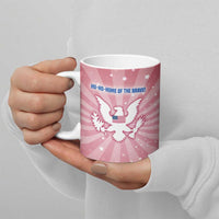 USA Christmas Ceramic Mug with Bald Eagle Seal Pink Starburst Pattern and Festive Holiday Icons - Wonder Print Shop