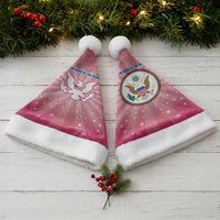 USA Christmas Santa Hat with Bald Eagle Seal Pink Starburst Pattern and Festive Holiday Icons - Wonder Print Shop