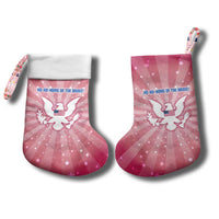 USA Christmas Stocking with Bald Eagle Seal Pink Starburst Pattern and Festive Holiday Icons - Wonder Print Shop