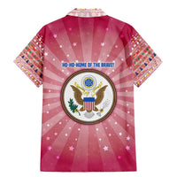 USA Christmas Family Matching Mermaid Dress and Hawaiian Shirt with Bald Eagle Seal Pink Starburst Pattern and Festive Holiday Icons - Wonder Print Shop