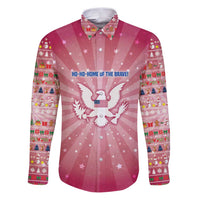 USA Christmas Family Matching Puletasi and Hawaiian Shirt with Bald Eagle Seal Pink Starburst Pattern and Festive Holiday Icons - Wonder Print Shop