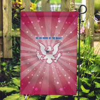 USA Christmas Garden Flag with Bald Eagle Seal Pink Starburst Pattern and Festive Holiday Icons - Wonder Print Shop
