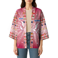 USA Christmas Kimono with Bald Eagle Seal Pink Starburst Pattern and Festive Holiday Icons - Wonder Print Shop