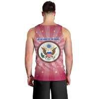 USA Christmas Men Tank Top with Bald Eagle Seal Pink Starburst Pattern and Festive Holiday Icons - Wonder Print Shop