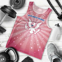 USA Christmas Men Tank Top with Bald Eagle Seal Pink Starburst Pattern and Festive Holiday Icons - Wonder Print Shop