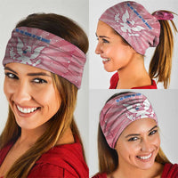 USA Christmas Neck Gaiter with Bald Eagle Seal Pink Starburst Pattern and Festive Holiday Icons - Wonder Print Shop