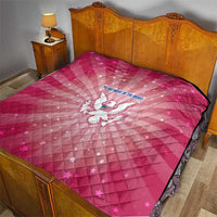 USA Christmas Quilt with Bald Eagle Seal Pink Starburst Pattern and Festive Holiday Icons - Wonder Print Shop