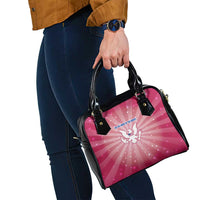 USA Christmas Shoulder Handbag with Bald Eagle Seal Pink Starburst Pattern and Festive Holiday Icons - Wonder Print Shop