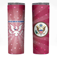 USA Christmas Skinny Tumbler with Bald Eagle Seal Pink Starburst Pattern and Festive Holiday Icons - Wonder Print Shop