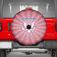 USA Christmas Spare Tire Cover with Bald Eagle Seal Pink Starburst Pattern and Festive Holiday Icons - Wonder Print Shop