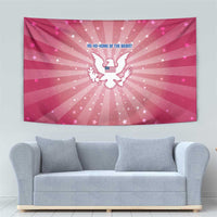 USA Christmas Tapestry with Bald Eagle Seal Pink Starburst Pattern and Festive Holiday Icons - Wonder Print Shop