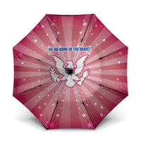 USA Christmas Umbrella with Bald Eagle Seal Pink Starburst Pattern and Festive Holiday Icons - Wonder Print Shop
