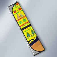 Vatican Christmas Auto Sun Shade with Bethlehem Silhouette Yellow Red Green Pattern and Baby Jesus Manger - Wonder Print Shop