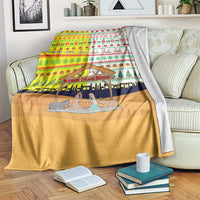 Vatican Christmas Blanket with Bethlehem Silhouette Yellow Red Green Pattern and Baby Jesus Manger - Wonder Print Shop