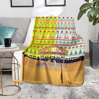 Vatican Christmas Blanket with Bethlehem Silhouette Yellow Red Green Pattern and Baby Jesus Manger - Wonder Print Shop