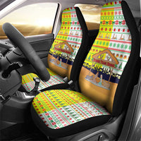 Vatican Christmas Car Seat Cover with Bethlehem Silhouette Yellow Red Green Pattern and Baby Jesus Manger - Wonder Print Shop