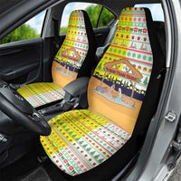 Vatican Christmas Car Seat Cover with Bethlehem Silhouette Yellow Red Green Pattern and Baby Jesus Manger - Wonder Print Shop
