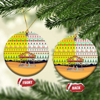 Vatican Christmas Ceramic Ornament with Bethlehem Silhouette Yellow Red Green Pattern and Baby Jesus Manger - Wonder Print Shop