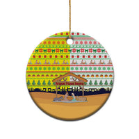 Vatican Christmas Ceramic Ornament with Bethlehem Silhouette Yellow Red Green Pattern and Baby Jesus Manger - Wonder Print Shop