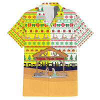 Vatican Christmas Hawaiian Shirt with Bethlehem Silhouette Yellow Red Green Pattern and Baby Jesus Manger - Wonder Print Shop
