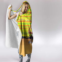 Vatican Christmas Hooded Blanket with Bethlehem Silhouette Yellow Red Green Pattern and Baby Jesus Manger - Wonder Print Shop