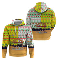 Vatican Christmas Hoodie with Bethlehem Silhouette Yellow Red Green Pattern and Baby Jesus Manger - Wonder Print Shop