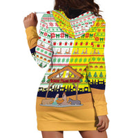 Vatican Christmas Hoodie Dress with Bethlehem Silhouette Yellow Red Green Pattern and Baby Jesus Manger - Wonder Print Shop