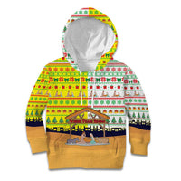 Vatican Christmas Kid Hoodie with Bethlehem Silhouette Yellow Red Green Pattern and Baby Jesus Manger - Wonder Print Shop