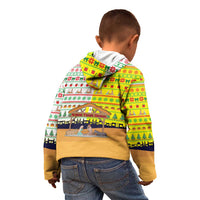 Vatican Christmas Kid Hoodie with Bethlehem Silhouette Yellow Red Green Pattern and Baby Jesus Manger - Wonder Print Shop