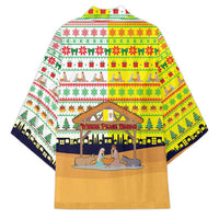 Vatican Christmas Kimono with Bethlehem Silhouette Yellow Red Green Pattern and Baby Jesus Manger - Wonder Print Shop