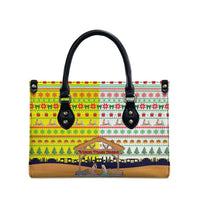 Vatican Christmas Leather Bag with Bethlehem Silhouette Yellow Red Green Pattern and Baby Jesus Manger - Wonder Print Shop