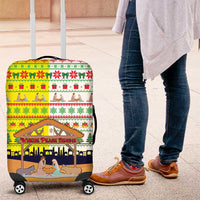 Vatican Christmas Luggage Cover with Bethlehem Silhouette Yellow Red Green Pattern and Baby Jesus Manger - Wonder Print Shop