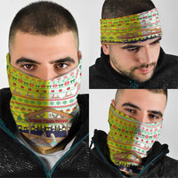 Vatican Christmas Neck Gaiter with Bethlehem Silhouette Yellow Red Green Pattern and Baby Jesus Manger - Wonder Print Shop