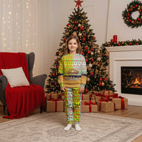 Vatican Christmas Pajama Set with Bethlehem Silhouette Yellow Red Green Pattern and Baby Jesus Manger - Wonder Print Shop