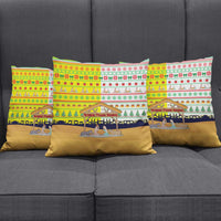 Vatican Christmas Pillow Cover with Bethlehem Silhouette Yellow Red Green Pattern and Baby Jesus Manger - Wonder Print Shop