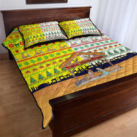 Vatican Christmas Quilt Bed Set with Bethlehem Silhouette Yellow Red Green Pattern and Baby Jesus Manger - Wonder Print Shop