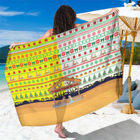 Vatican Christmas Sarong with Bethlehem Silhouette Yellow Red Green Pattern and Baby Jesus Manger - Wonder Print Shop