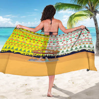 Vatican Christmas Sarong with Bethlehem Silhouette Yellow Red Green Pattern and Baby Jesus Manger - Wonder Print Shop