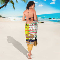 Vatican Christmas Sarong with Bethlehem Silhouette Yellow Red Green Pattern and Baby Jesus Manger - Wonder Print Shop