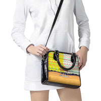 Vatican Christmas Shoulder Handbag with Bethlehem Silhouette Yellow Red Green Pattern and Baby Jesus Manger - Wonder Print Shop