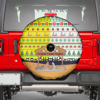 Vatican Christmas Spare Tire Cover with Bethlehem Silhouette Yellow Red Green Pattern and Baby Jesus Manger - Wonder Print Shop
