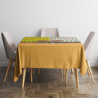Vatican Christmas Tablecloth with Bethlehem Silhouette Yellow Red Green Pattern and Baby Jesus Manger - Wonder Print Shop