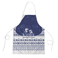 Vatican Christmas Apron with Holy Family Nativity Scene Snowflake Pattern and Starry Night - Wonder Print Shop