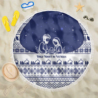 Vatican Christmas Beach Blanket with Holy Family Nativity Scene Snowflake Pattern and Starry Night - Wonder Print Shop