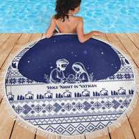 Vatican Christmas Beach Blanket with Holy Family Nativity Scene Snowflake Pattern and Starry Night - Wonder Print Shop