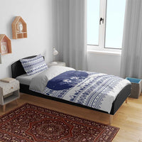 Vatican Christmas Bedding Set with Holy Family Nativity Scene Snowflake Pattern and Starry Night - Wonder Print Shop