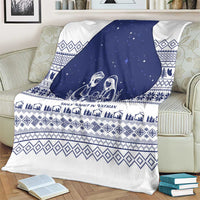 Vatican Christmas Blanket with Holy Family Nativity Scene Snowflake Pattern and Starry Night - undefined