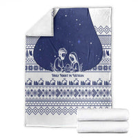 Vatican Christmas Blanket with Holy Family Nativity Scene Snowflake Pattern and Starry Night - undefined